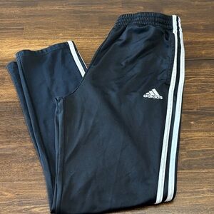Adidas Kids Black Joggers with White Stripes